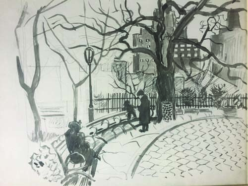 Manhattan, by Edith Kramer, Ink and brush