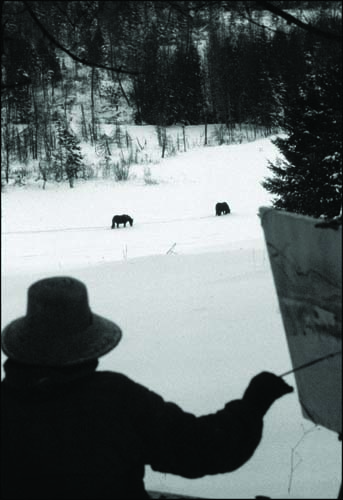 Painting outdoors in winter