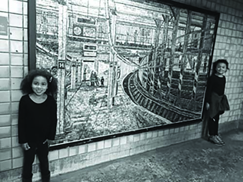The grandchildren with the Subway Mosaic