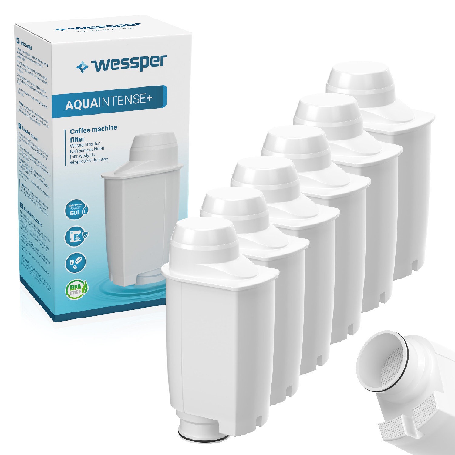 6x Wasserfilter von Wessper geeignet für Kaffemaschine Saeco AquaClean CA6903//10
