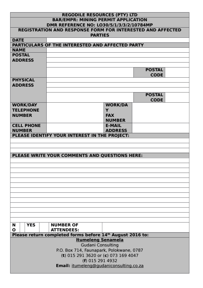 REGODILE RESOURCES 1 1 interested and affected party form