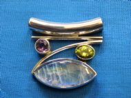 Rainbow Moonstone,  Facet Amethyst & Facet  Peridot Pendant. £55.00 inc. FREE postage. 