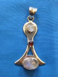 Rainbow Moonstone & Garnet Pendant. £32.50 inc. FREE postage.
