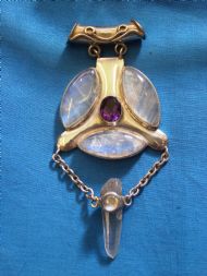 Rainbow Moonstone, Facet Amethyst & Quartz Pendant, £135.00 inc. FREE postage