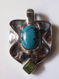 Turquoise & Facet Peridot Pendant, £32.50 inc. FREE postage.