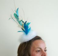 Turquoise Flamboyant Feather Fascinator