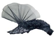 Black Fascinator with tulle comb