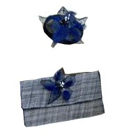 Navy Fascinator and Matching Clutch Bag