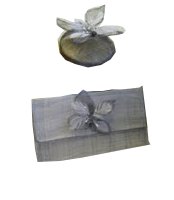 Pear Grey Sinamay Fascinator and Clutch Bag