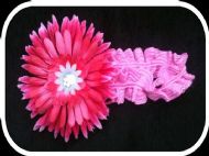 large hot pink flower on 1.5in pink hairband