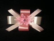 cream and pink bow with pink butterfly