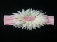 pink hairband with white flower and pink butterfly