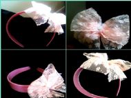 pink alice band with pink lace bow