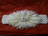 white hairband with white flower and white butterfly