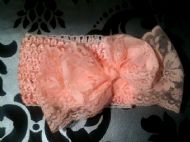 coral hairband with coral lace bow