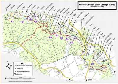 river alness or averon, october 2006 flood, novar fishings damage map