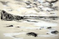 Hopeman beach -charcoal & chalk on paper