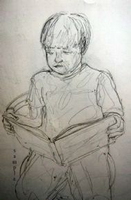 Reader pencil on paper 60cmx40cm