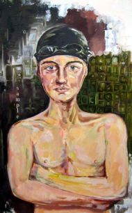 Swimmer oil on board 80cmx 70cm
