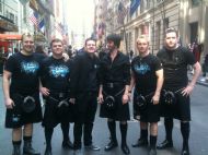 Skerryvore preparing for the Tartan Parade in New York 2011