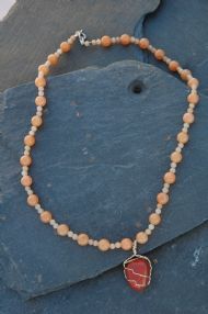 Butterscotch necklace w/ Carnelian pendant