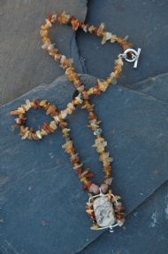 Carnelian necklace w/ Agate pendant