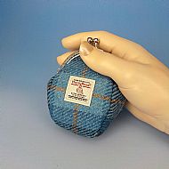 Harris tweed coin purse pale blue tartan