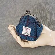 Harris tweed coin purse blue tartan
