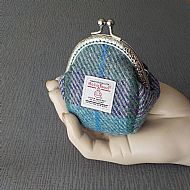 Harris tweed coin purse purple blue tartan