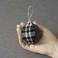Harris tweed Christmas tree bauble black and white