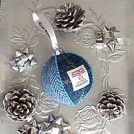 Harris tweed Christmas bauble dark blue
