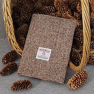 Harris tweed A5 book cover brown herringbone