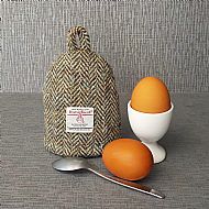 Harris tweed egg cosy olive herringbone