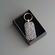 Harris tweed keyring grey herringbone