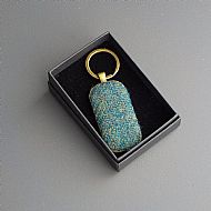 Harris tweed keyring mottled teal