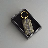 Harris tweed keyring olive navy tartan