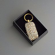 Harris tweed keyring olive herringbone