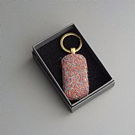 Harris tweed keyring red grey stripe