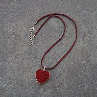 Harris tweed heart necklace dark red