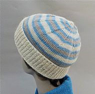 Cream blue fawn stripe Wensleydale BFL beanie