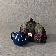 Harris tweed small tea cosy wine red olive green