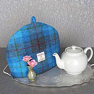 Harris tweed tea cosy blue grey tartan