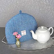 Harris tweed tea cosy - blue herringbone