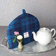 Harris tweed tea cosy blue and purple check