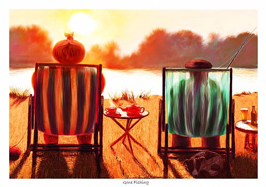 funny art - gone fishing