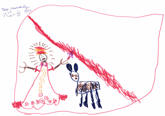 martha's message - drawing of painted dogs