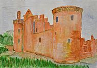 Caerlaverock Castle, Watercolour, K. Gallagher