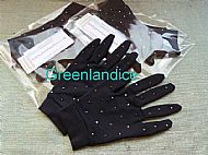 Black Competition Gloves with Jet Hematite Crystals