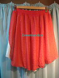 Red Ivory glitter chiffon Skirt Back View
