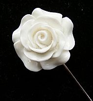 D1 WHITE ROSE LAPEL PIN